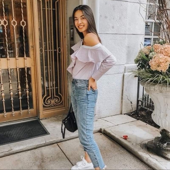 ENGLISH FACTORY STRIPES ASYMMETRICAL SHIRT S - Picture 4 of 14